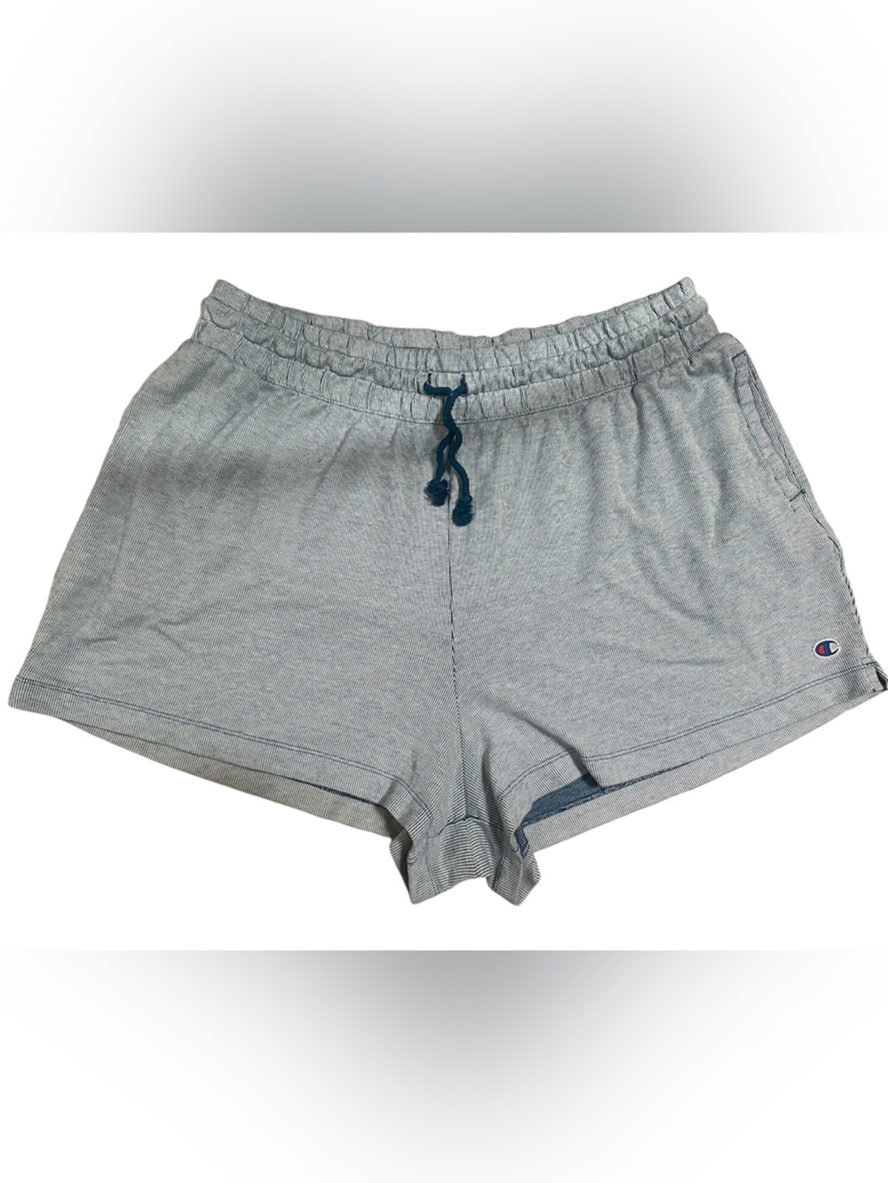 Champion Heather Gray Athletic Drawstring Shorts with Navy Accents